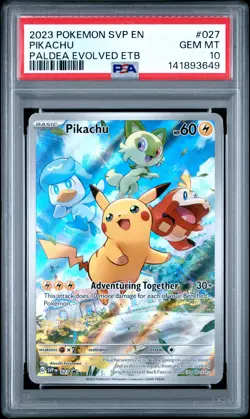 2023 POKEMON SVP EN-SV BLACK STAR PROMO #027 PIKACHU PSA 10 - Image 1