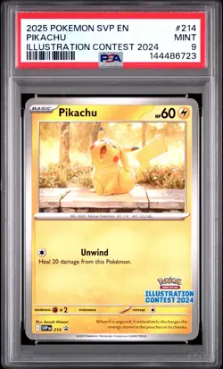 PSA 9 Pikachu SVP 214 Illustration Contest 2024 Promo Pokemon - Image 1