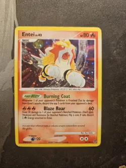Pokemon- Entei 4/132 Holo Rare Diamond & Pearl Secret Wonders Holo Bleed Played - Image 1