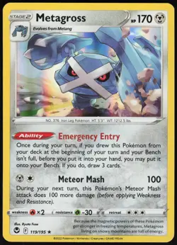 Metagross 119/195 Holo Rare Silver Tempest Pokemon Near Mint - Image 1