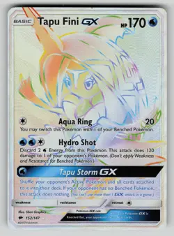Tapu Fini GX 152/147 Rare Rainbow Burning Shadows Pokemon NM - Image 1