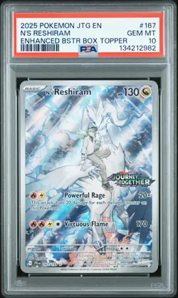 2025 POKEMON JTG EN-JOURNEY TOGETHER #167 N'S RESHIRAM PSA 10 - Image 1