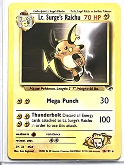 Pokemon TCG - Lt. Surge's Raichu 28/132 - Gym Heroes - Rare - Image 1