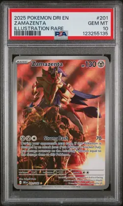 2025 POKEMON DRI EN-DESTINED RIVALS ILLUSTRATION RARE #201 ZAMAZENTA PSA 10 - Image 1
