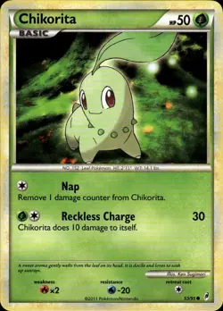 Chikorita Common Call of Legends 53/95 Grass Pokemon Card - Image 1