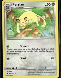 Persian Rare SM Burning Shadows 102/147 Colorless Pokemon Card - Image 1