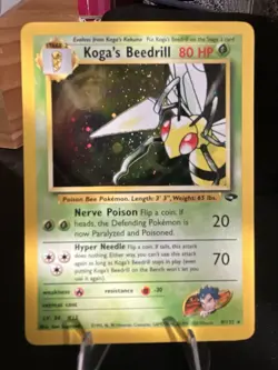 Pokemon Koga's Beedrill Holo Rare Unlimited 9/132 2000 80 HP English - Image 1