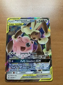 Mega Lopunny & Jigglypuff GX 165/236 Cosmic Eclipse Ultra Rare Pokemon Card - Image 1