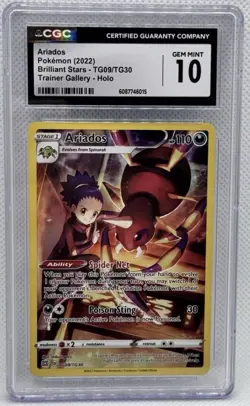 2022 POKEMON BRILLIANT STARS TRAINER GALLERY #09 ARIADOS CGC Graded 10 GEM MINT - Image 1