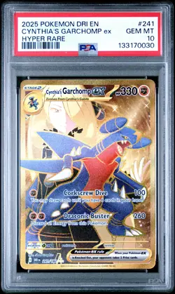 2025 POKEMON DRI EN-DESTINED RIVALS HYPER RARE #241 CYNTHIA'S GARCHOMP EX PSA 10 - Image 1