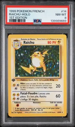 Carte Pokemon Raichu 14/102 Holo Set de base Edition 1 PSA 8 ✨ - Image 2