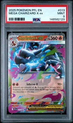 2025 POKEMON PFL EN-PHANTASMAL FLAMES #013 MEGA CHARIZARD X EX PSA 9 (FREE S&H) - Image 1