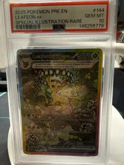 2025 POKEMON PRISMATIC EVOLUTIONS SPECIAL ILLUSTRATION RARE LEAFEON EX PSA 10 - Image 1