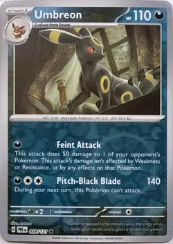 Umbreon 059/131 Rare Prismatic Evolutions Pokemon Reverse Holo NM/M - Image 1