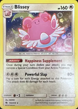 Blissey 153/214 Holo Rare Lost Thunder Pokemon Holo Lightly Played - Image 1