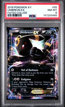 2016 POKEMON XY FATES COLLIDE #55 UMBREON EX PSA 8 - Image 1