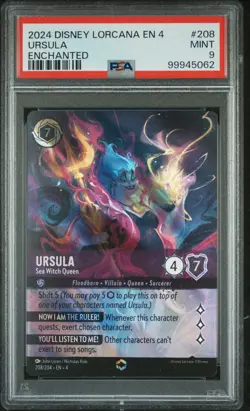 2024 DISNEY LORCANA EN 4-URSULA'S RETURN #208 URSULA - SEA WITCH QUEEN PSA 9 - Image 1