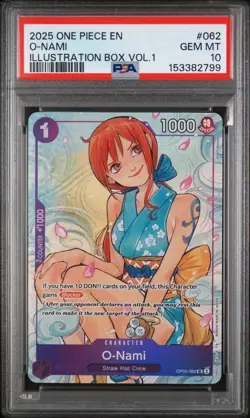 PSA 10 O-NAMI (OP05-062) ILLUSTRATION BOX VOL. 1 PROMO One Piece Card Game - Image 1