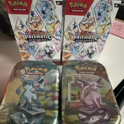 Pokemon TCG Prismatic Evolutions Booster Bundle(2) + Eevee Tin Lot (2) - Image 1