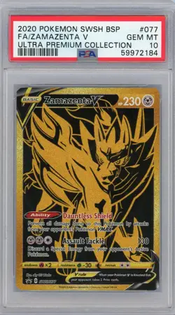 2020 Pokemon Black Star Promo Zamazenta V Ultra Premium Coll Fa PSA 10 #077 UPC - Image 1