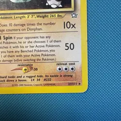 Pokemon Vintage Non-Holo Rare Donphan 21/111 Neo Genesis Wotc 2000 - Image 4