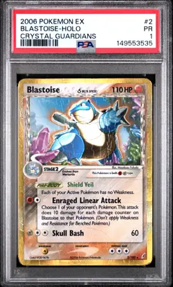 PSA 1 PR 2006 Pokemon Crystal Guardians Blastoise Holo Foil 2/100 Rare - Image 1