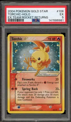 Pokemon Torchic Gold Star EX Team Rocket Returns Holo Ultra Rare #108 PSA 5 - Image 1
