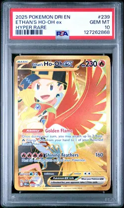 2025 POKEMON DRI EN-DESTINED RIVALS HYPER RARE #239 ETHAN'S HO-OH EX PSA 10 - Image 1