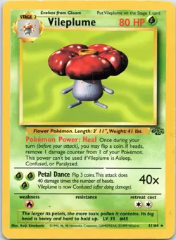 Vileplume - 31/64 - Pokemon Jungle Unlimited Rare Card WOTC - Image 1