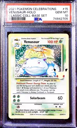 2021 POKEMON CELEBRATIONS CLASSIC COLLECTION #15 VENUSAUR-HOLO PSA 10 - Image 1