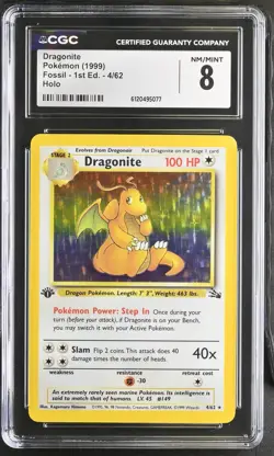Dragonite 1999 Pokemon Fossil 1st Edition CGC 8 #4 - Image 1