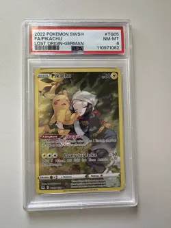 FA/PIKACHU LOST ORIGIN-GERMAN POKEMON SWORD & SHIELD LOST ORIGIN 2022 TG05 PSA 8 - Image 1