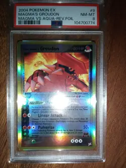 Pokemon TCG 2004 Team Magma`s Groudon #9 Reverse Foil PSA 8 Vintage - Image 1