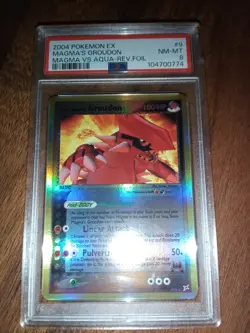 Pokemon TCG 2004 Team Magma`s Groudon #9 Reverse Foil PSA 8 Vintage - Image 2