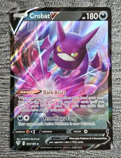 Pokemon TCG Darkness Ablaze Crobat v 104/189 Holo Card Near Mint Condition - Image 1