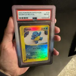 2002 POKEMON EXPEDITION #131 SQUIRTLE-REVERSE FOIL PSA 8 - Image 3