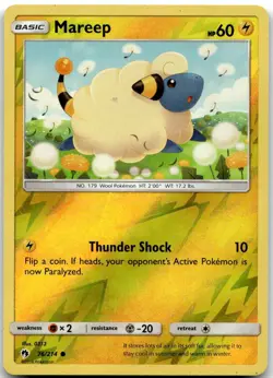 Pokemon Mareep Lost Thunder SM8 #76/214 Common Reverse Holo LP SET FILLER *LOOK* - Image 1