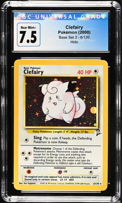 Clefairy 6/130 Base Set 2 Holo Rare CGC 7.5 Near Mint Pokemon TCG - Image 1