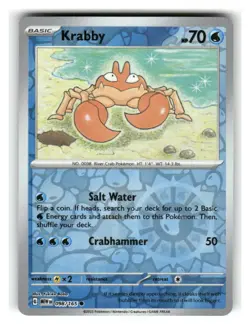 Krabby 098/165 Common 151 Pokemon Reverse Holo Near Mint - Image 1