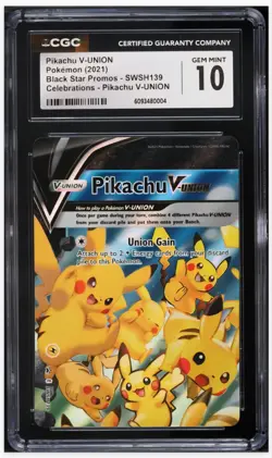 2021 😺 CGC 10 Pikachu V-Union SWSH139 Pokemon BSP Holo Celebrations - Image 1