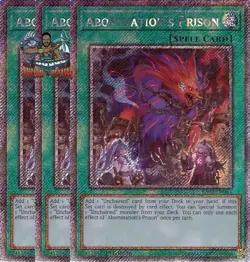 Yugioh! 3x Abomination's Prison RA02-EN064 Platinum Secret Rare 1st Ed NM - Image 1