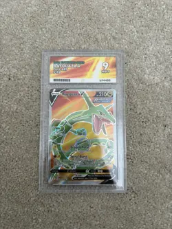 Pokemon TCG Rayquaza v Evolving Skies Holo Ultra Rare Card 193/203 Ace 9 Graded - Image 1