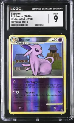 CGC 9 MINT Espeon 2010 Undaunted 2/90 Reverse Holo Pokemon Card - Image 1