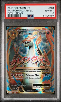 2016 POKEMON XY EVOLUTIONS #101 FULL ART/M CHARIZARD EX PSA 8 - Image 1