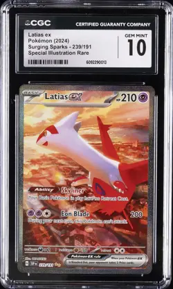 2024 POKEMON SURGING SPARKS SPECIAL ILLUSTRATION RARE LATIAS EX CGC 10 GEM MINT - Image 1