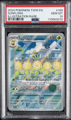 2024 POKEMON TWM EN-TWILIGHT MASQUERADE ILLUSTRATION RARE #169 SUNFLORA PSA 10 - Image 1