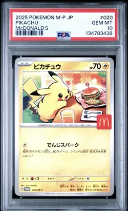 2025 POKEMON JAPANESE M-P PROMO MCDONALD'S #020 PIKACHU PSA 10 - Image 1