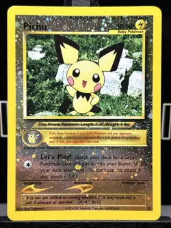2001 Pokemon Black Star Promo #35 Pichu Reverse Holo Pokemon TCG WOTC SWIRL LP - Image 3