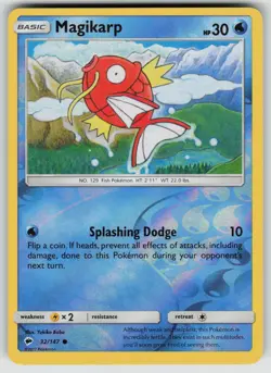 MAGIKARP 32/147 COMMON BURNING SHADOWS POKEMON REVERSE HOLO NEAR MINT - Image 1
