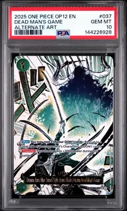 2025 ONE PIECE OP12-037 LEGACY OF THE MASTER DEAD MAN'S GAME ALT ART PSA 10 - Image 1